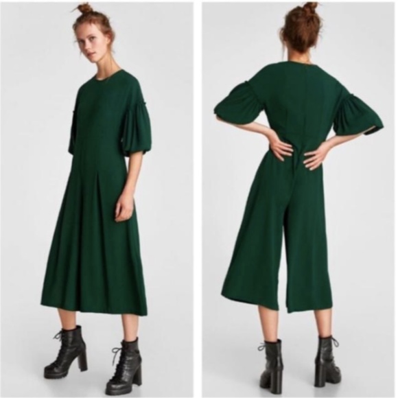 zara emerald green jumpsuit